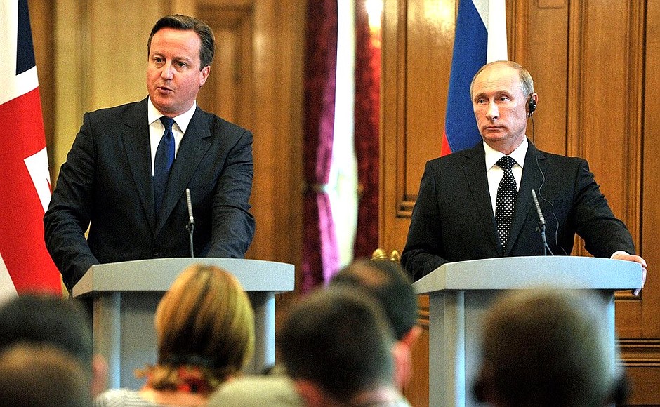 Пресс-конференция по итогам встречи с Премьер-министром Великобритании Дэвидом Кэмероном.