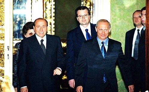 President Vladimir Putin and Italian Prime Minister Silvio Berlusconi.