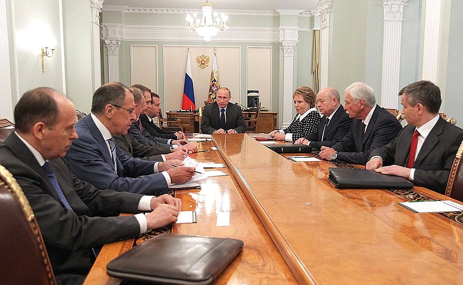 At the meeting with permanent members of the Security Council.
