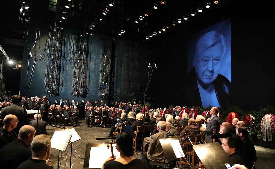 Farewell ceremony for Oleg Tabakov, People’s Artist of the Soviet Union and artistic director of the Chekhov Moscow Art Theatre.