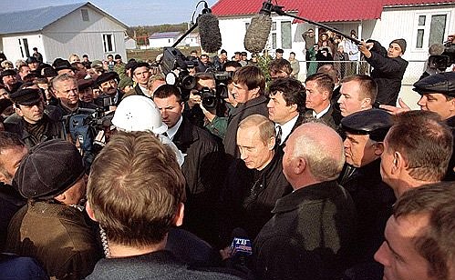 President Putin visiting the Cossack village Barsukovskaya.