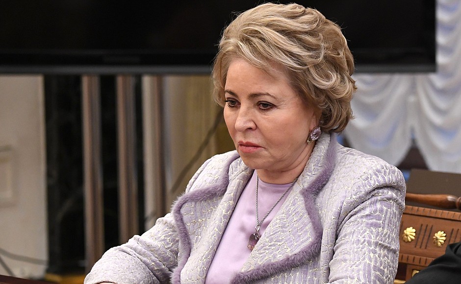 Chairwoman of the Council of Federation Valentina Matviyenko before a meeting with permanent members of Security Council.