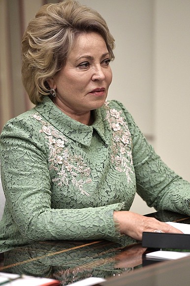 Federation Council Speaker Valentina Matviyenko before the meeting with permanent members of the Security Council.