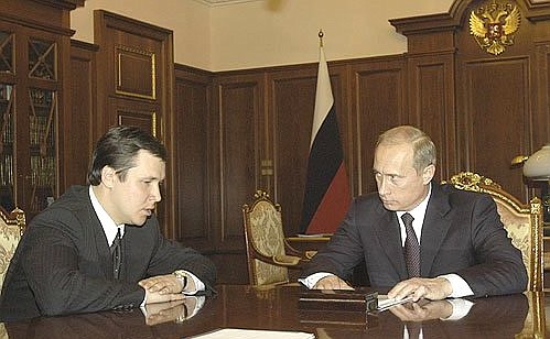 President Putin meeting with Sergei Abramov, the acting President of Chechnya and Prime Minister of the Republican Government.