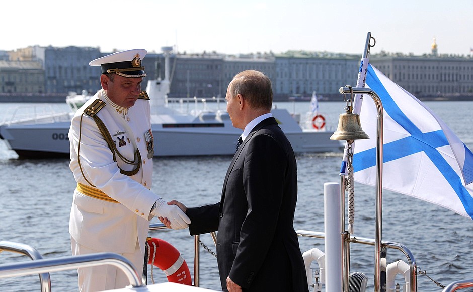Ahead of the Main Naval Parade in St Petersburg.