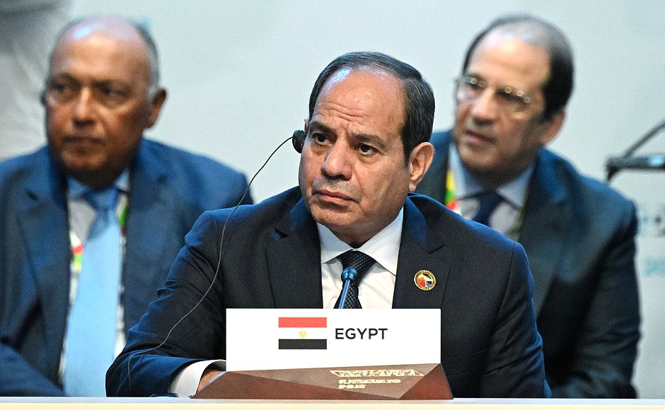 Президент Египта Абдельфаттах Сиси на пленарном заседании саммита Россия – Африка.