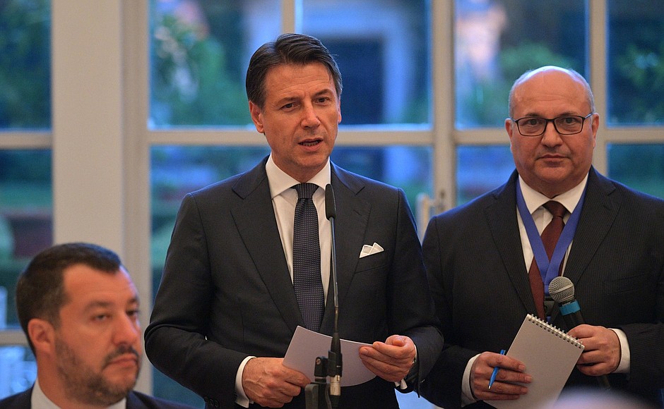 Prime Minister of the Italian Republic Giuseppe Conte at a dinner attended by representatives of the Russian-Italian Civil Society Dialogue Forum.