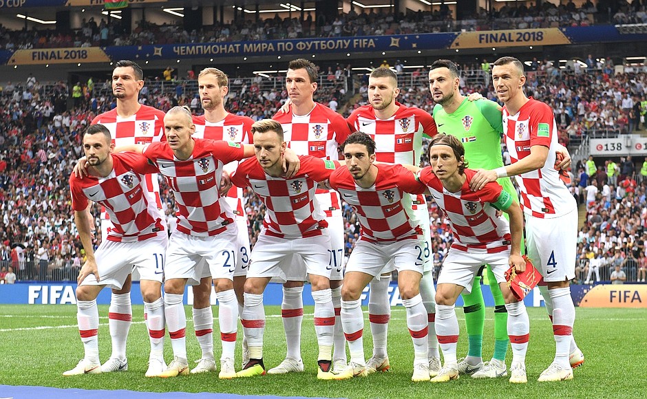 Сборная Хорватии перед началом финального матча чемпионата мира по футболу.