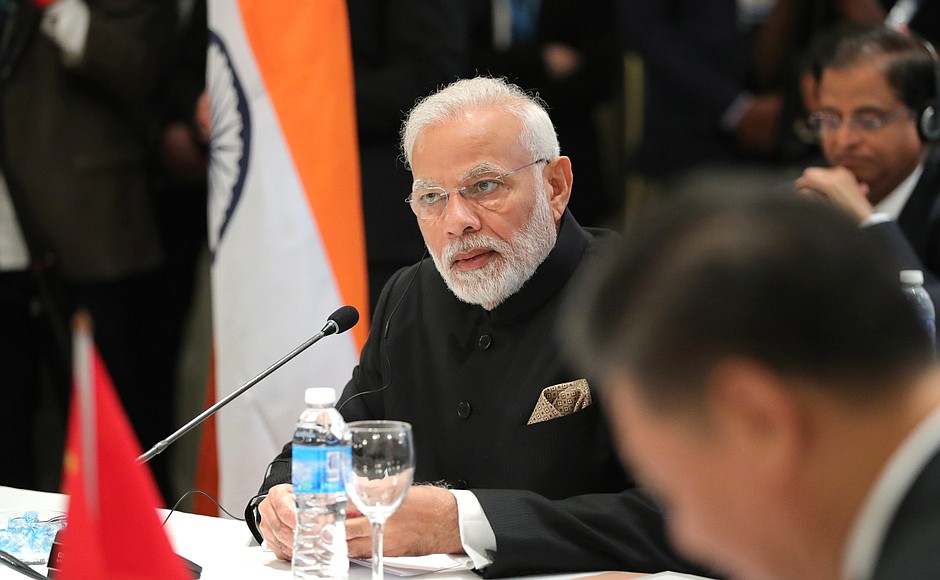 Премьер-министр Индии Нарендра Моди на встрече лидеров БРИКС.
