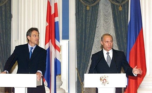 На совместной пресс-конференции с Премьер-министром Великобритании Энтони Блэром.