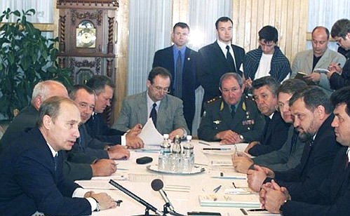 President Vladimir Putin with regional leaders of the Southern Federal District.