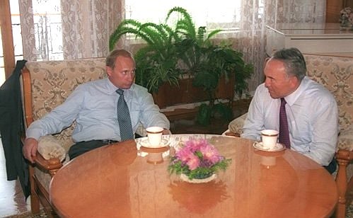 President Vladimir Putin with Kazakh President Nursultan Nazarbayev.