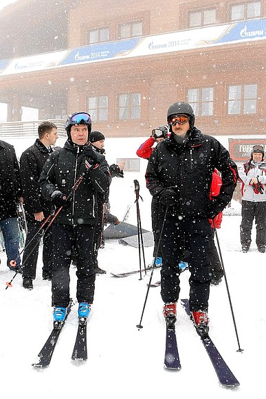 With President of Azerbaijan Ilham Aliyev. At the Krasnaya Polyana ski resort.