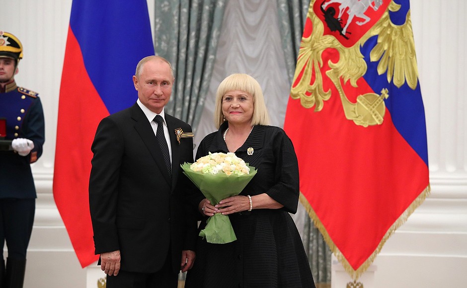 Presentation of Russian Federation National Awards. With Chairperson of the Council of the Union of Russian Military Personnel Families Maria Bolshakova.