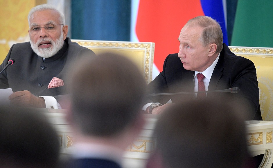 Statement for the press following Russian-Indian talks. With Prime Minister of India Narendra Modi.