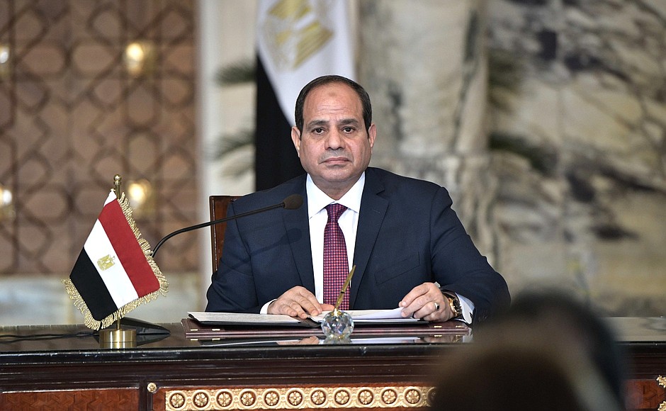 Заявления для прессы по итогам российско-египетских переговоров. Президент Египта Абдельфаттах Сиси.