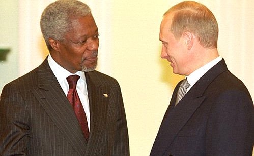 President Putin with UN Secretary General Kofi Annan.