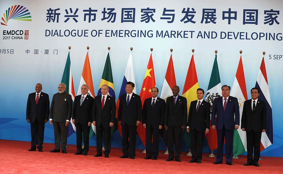 At a meeting of BRICS leaders with delegation heads from invited states.