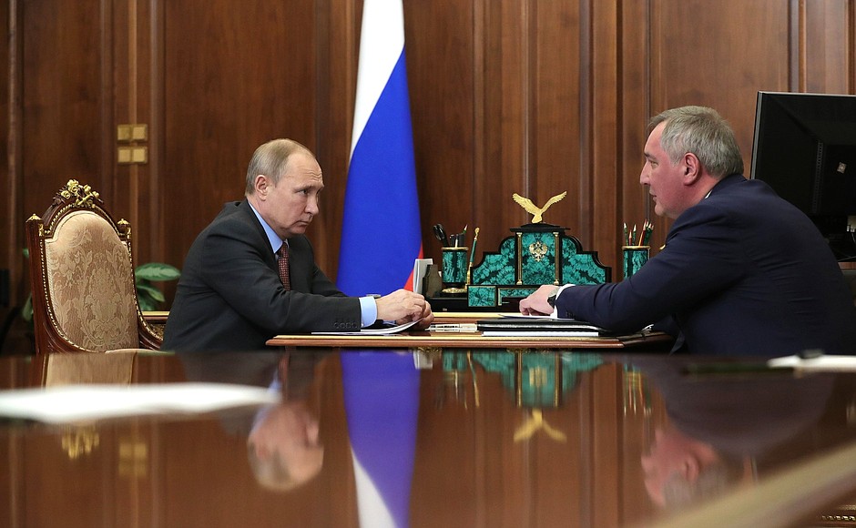 With General Director of the Roscosmos State Corporation for Space Activities Dmitry Rogozin.
