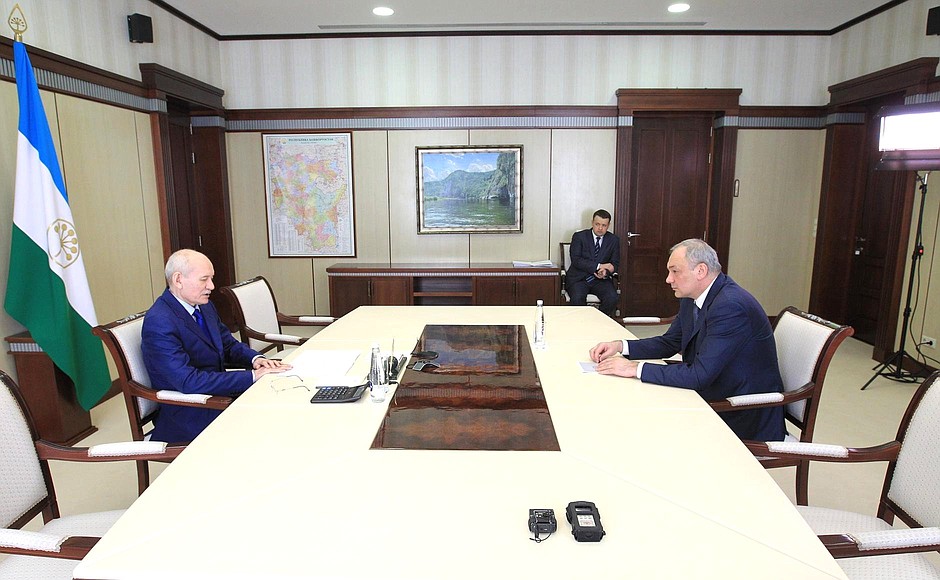 With Head of the Republic of Bashkortostan Rustem Khamitov.