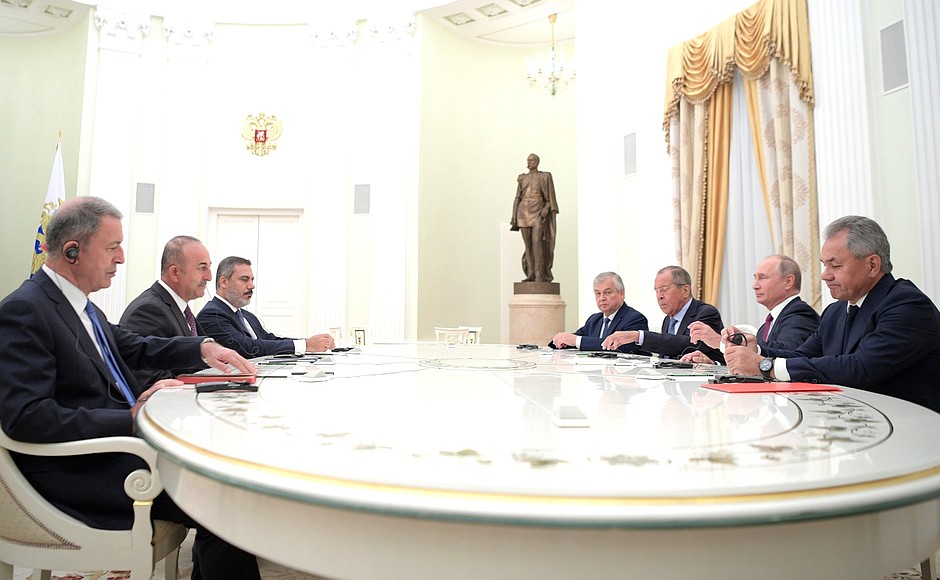 Meeting with Turkish Foreign Minister Mevlüt Çavuşoğlu and Turkish Minister of Defence Hulusi Akar.