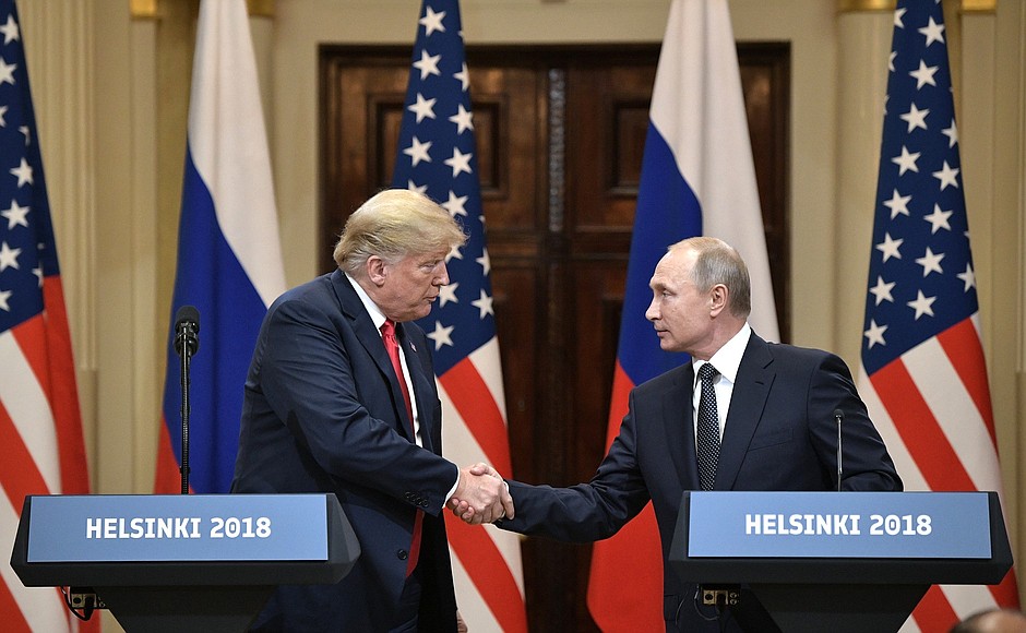 Совместная пресс-конференция Президента России Владимира Путина и Президента Соединённых Штатов Америки Дональда Трампа.