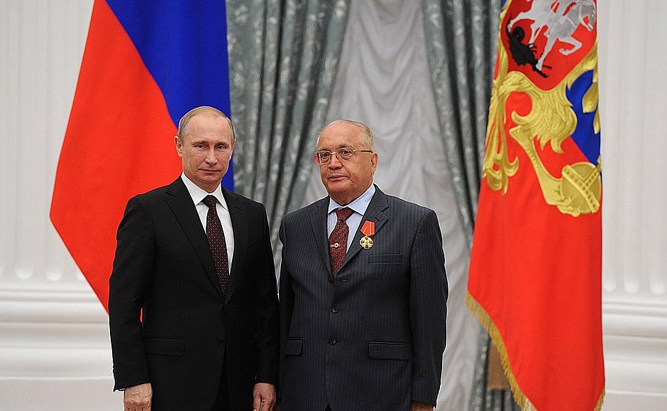 Presenting Russian Federation state decorations. The Order of Alexander Nevsky is awarded to Lomonosov Moscow State University Rector Viktor Sadovnichy.
