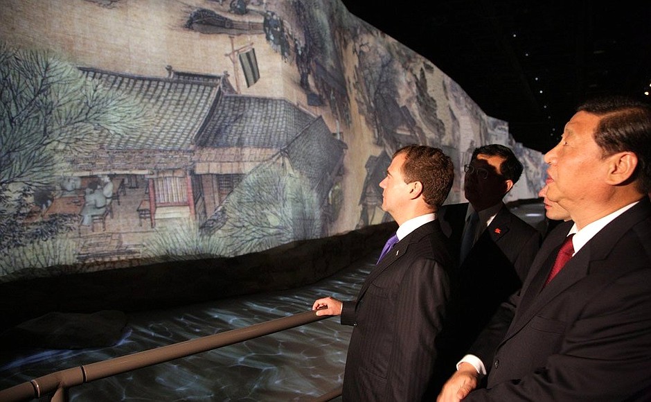Visit to the China Pavilion at the 2010 World Expo. With Vice President of China Xi Jinping.