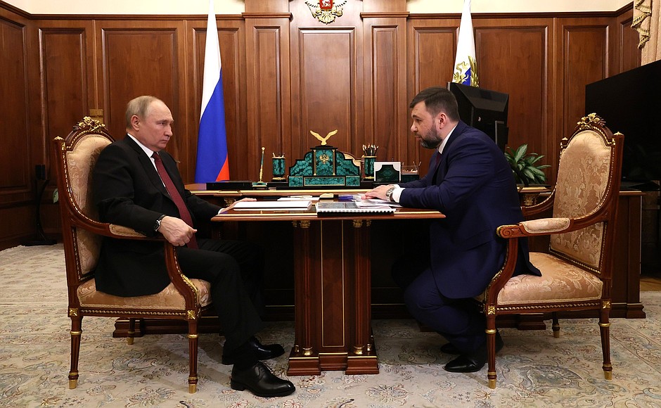 Встреча с временно исполняющим обязанности главы Донецкой Народной Республики Денисом Пушилиным.