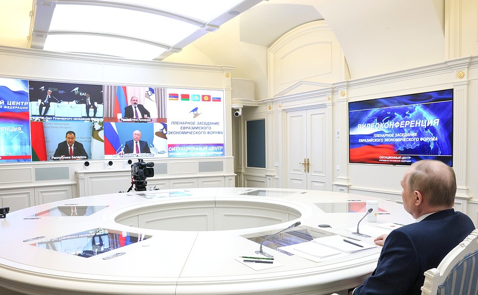 During the First Eurasian Economic Forum (via videoconference).
