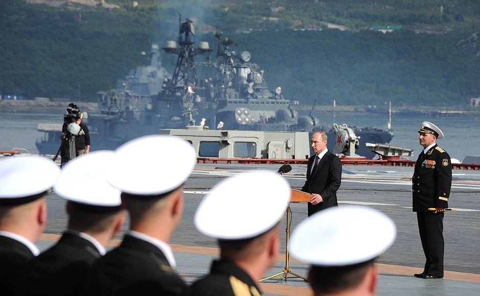 Visiting the aircraft carrier Admiral Kuznetsov.