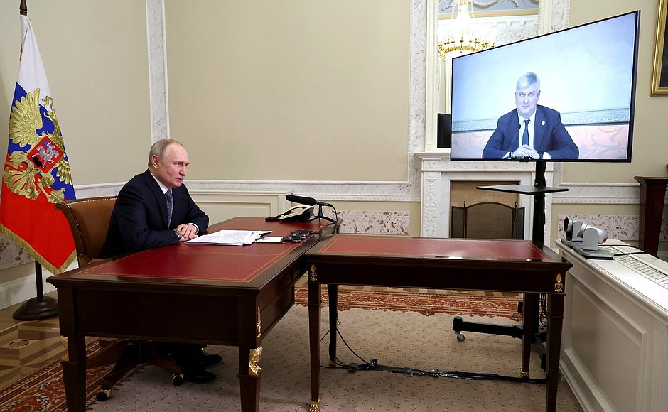 Meeting with Voronezh Region Governor Alexander Gusev (via videoconference).