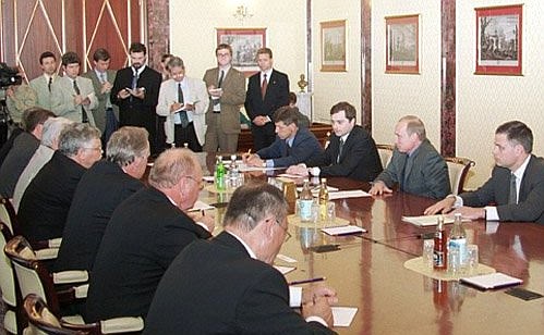 Vladimir Putin meeting with representatives of legislatures from different regions of the Russian Federation.