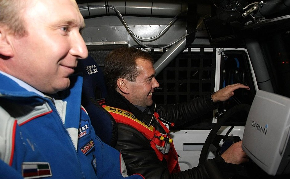 In the KAMAZ racing truck with KAMAZ Master Team pilot Vladimir Chaguin.