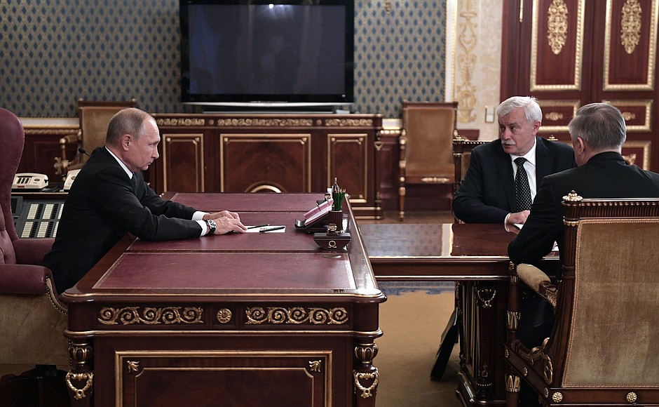Meeting with Georgy Poltavchenko and Alexander Beglov.