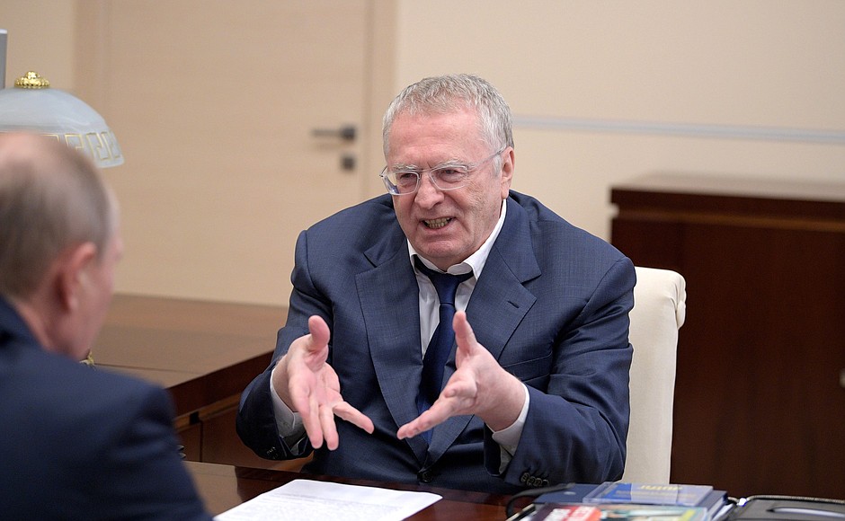 With the leader of the Liberal Democratic Party of Russia (LDPR) faction in the State Duma, Vladimir Zhirinovsky.