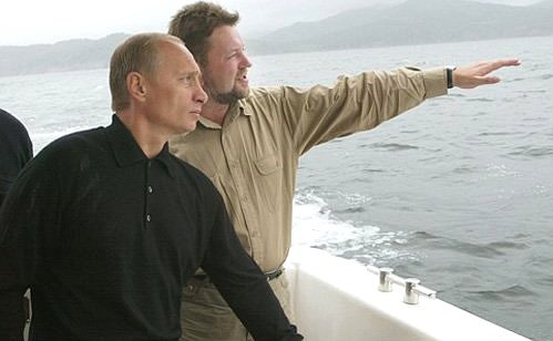 President Putin during a boat trip around the preserve.