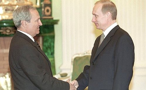 President Putin with Syrian Foreign Minister Farouk Sharaa.