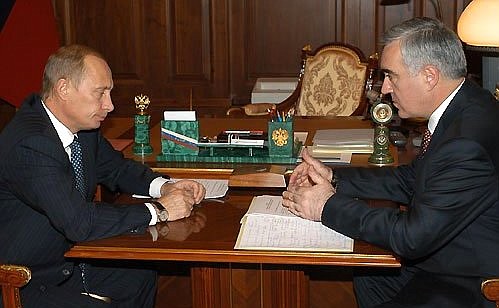 President Putin meeting with President of Ingushetia Murat Zyazikov.