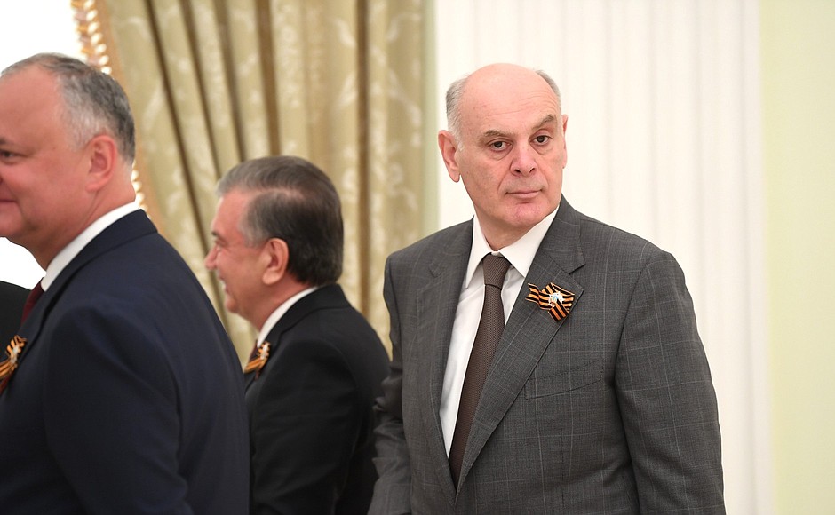 President of Abkhazia Aslan Bzhania before the military parade to mark the 75th anniversary of Victory in the Great Patriotic War.