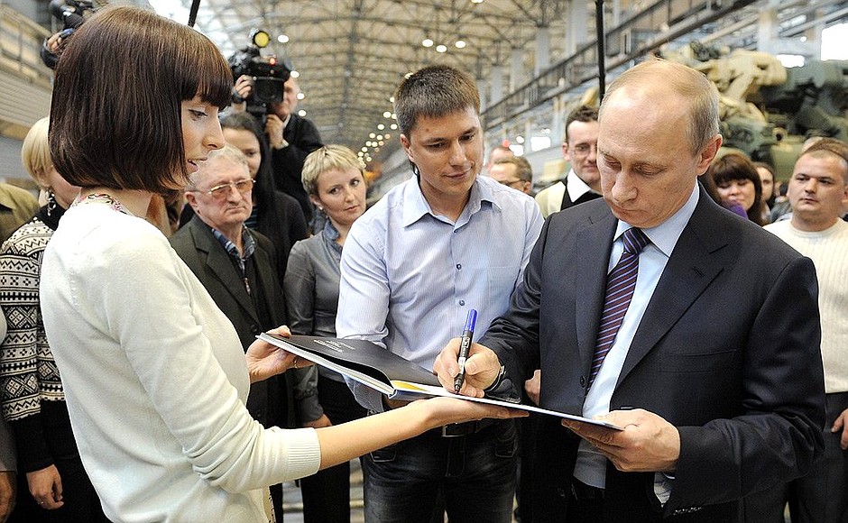 With workers at the Research and Production Corporation Uralvagonzavod.