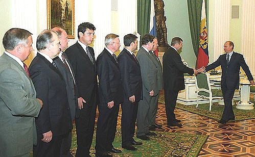 President Vladimir Putin with the leaders of State Duma parties and groups.
