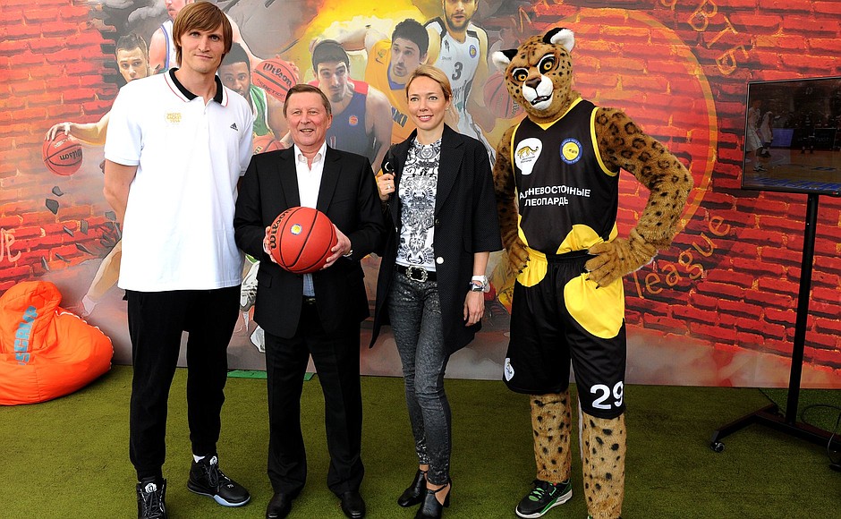 Expo-Basket festival. With Andrei Kirilenko, president of the Russian Basketball Federation, and Ilona Korstin, general director, VTB United League.