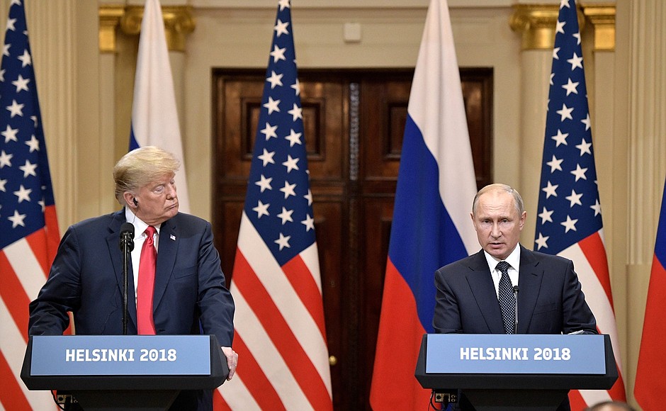 Совместная пресс-конференция Президента России Владимира Путина и Президента Соединённых Штатов Америки Дональда Трампа.