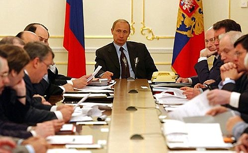 President Putin at a meeting of the Commission on Military-Technical Cooperation with Foreign Countries.