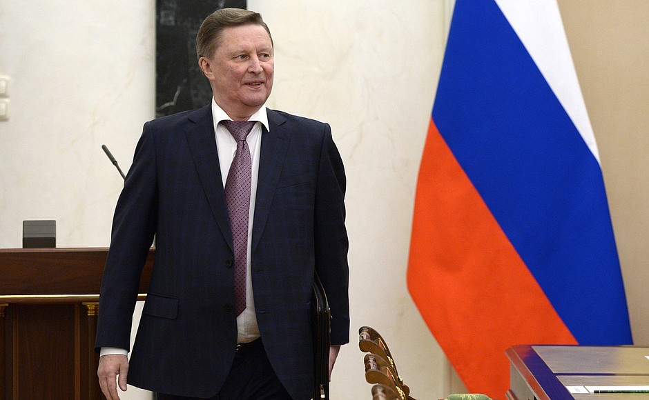 Special Presidential Representative for Environmental Protection, Ecology and Transport Sergei Ivanov before the meeting with permanent members of Security Council.