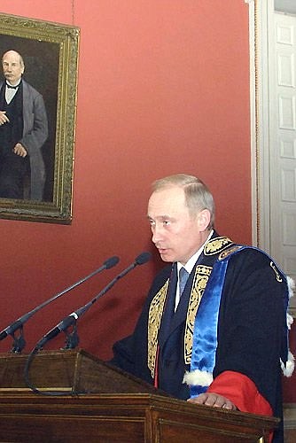 President Putin speaking at Athens University.