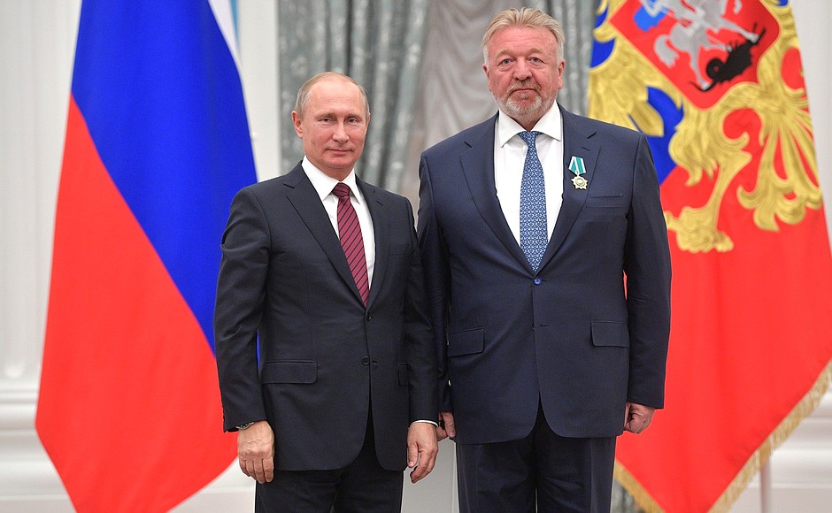 At the ceremony for presenting state decorations. President of the Russian Gymnastics Federation Vasily Titov was awarded the Order of Friendship.