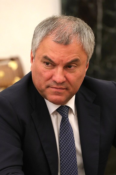 State Duma Speaker Vyacheslav Volodin at a meeting with permanent members of the Security Council.