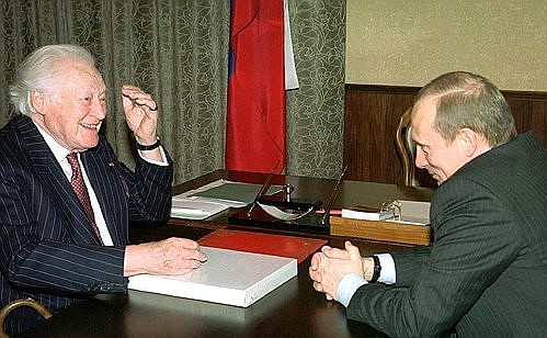 President Putin with French author Maurice Druon.